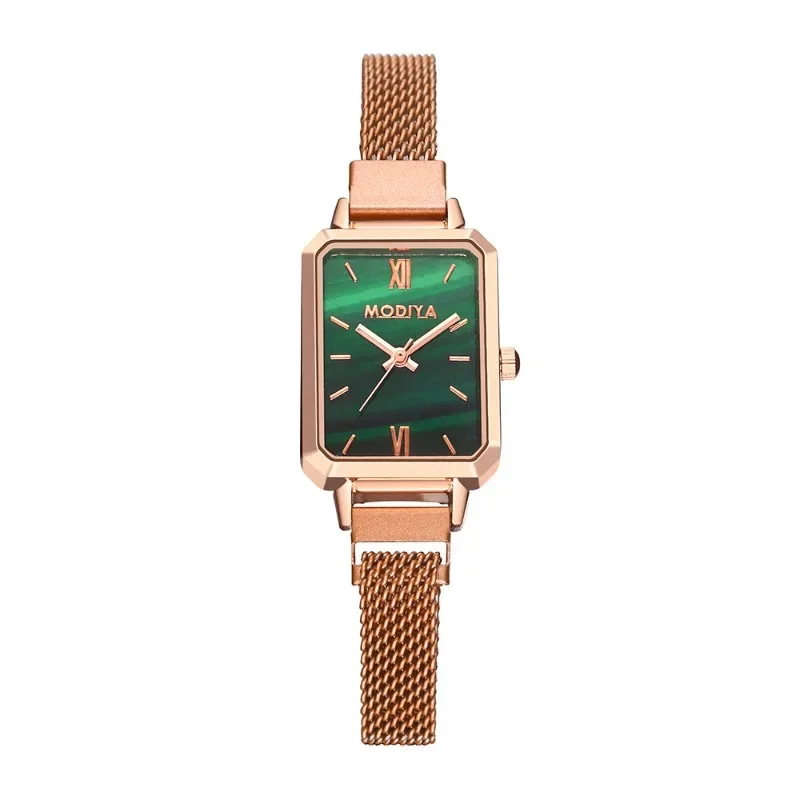 POPACC Simple Temperament Green Small Square Watch for Women Fashion Elegant Watch Accessories Party Gifts Daily Decoration