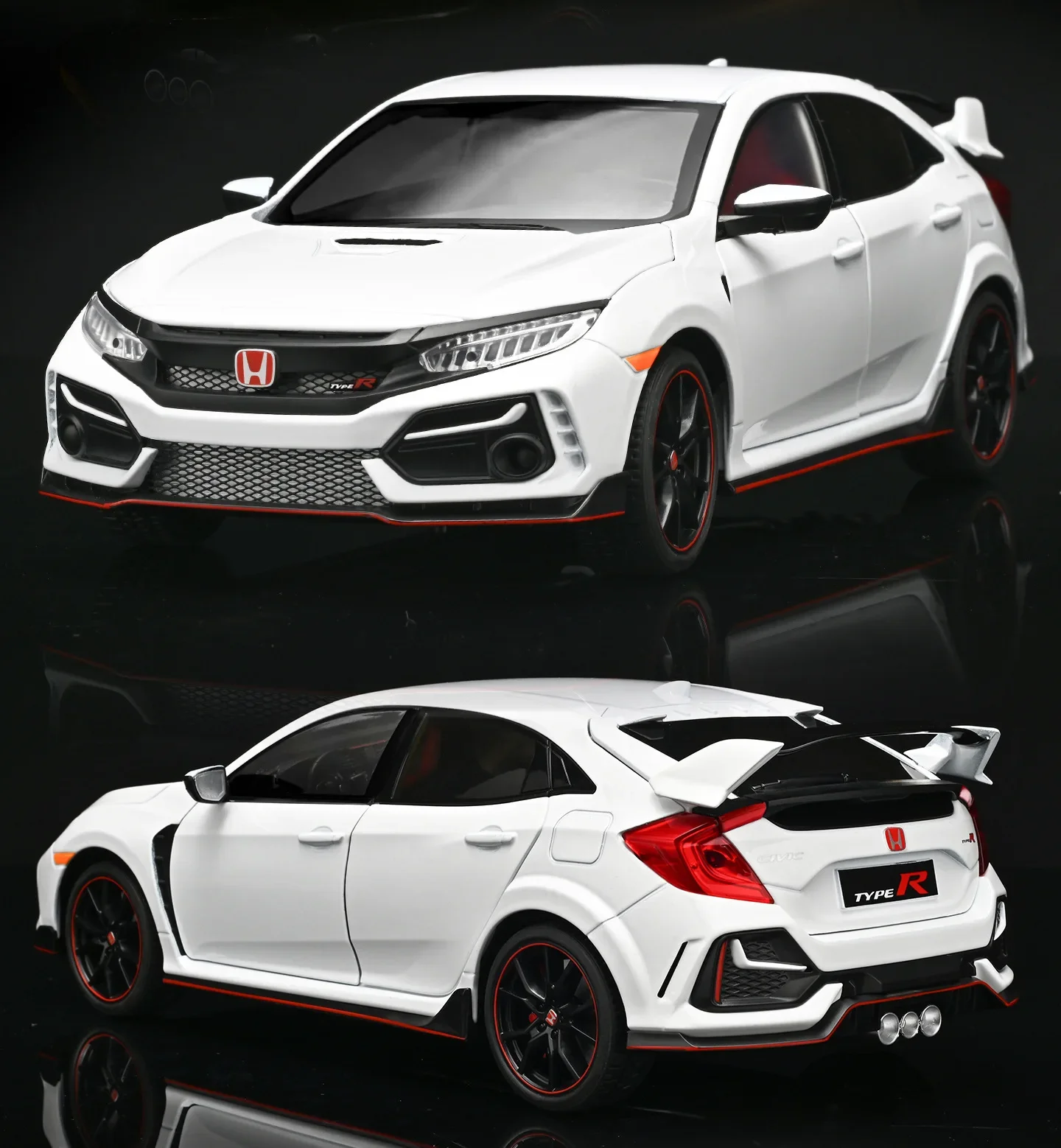 1:18 Honda Civic Type R Alloy Car Model Slide Multi-door Light Toy Ornament Diecast Alloy Car Model Collectible Gift