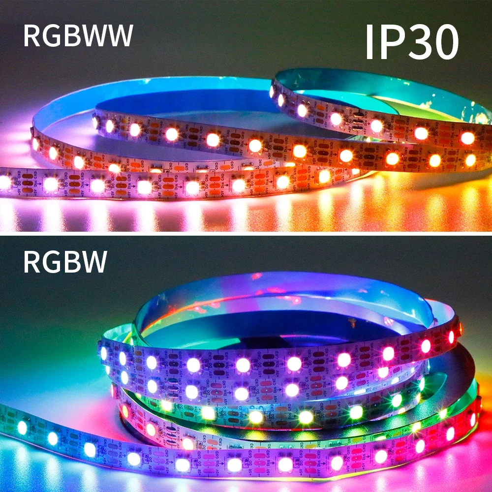 5V 12V addressable RGBW RGBWW 4 colors in 1 LED Strip SK6812 IC 60pixles/m SMD 5050 RGB White Lamp Tape flexible Lights bar