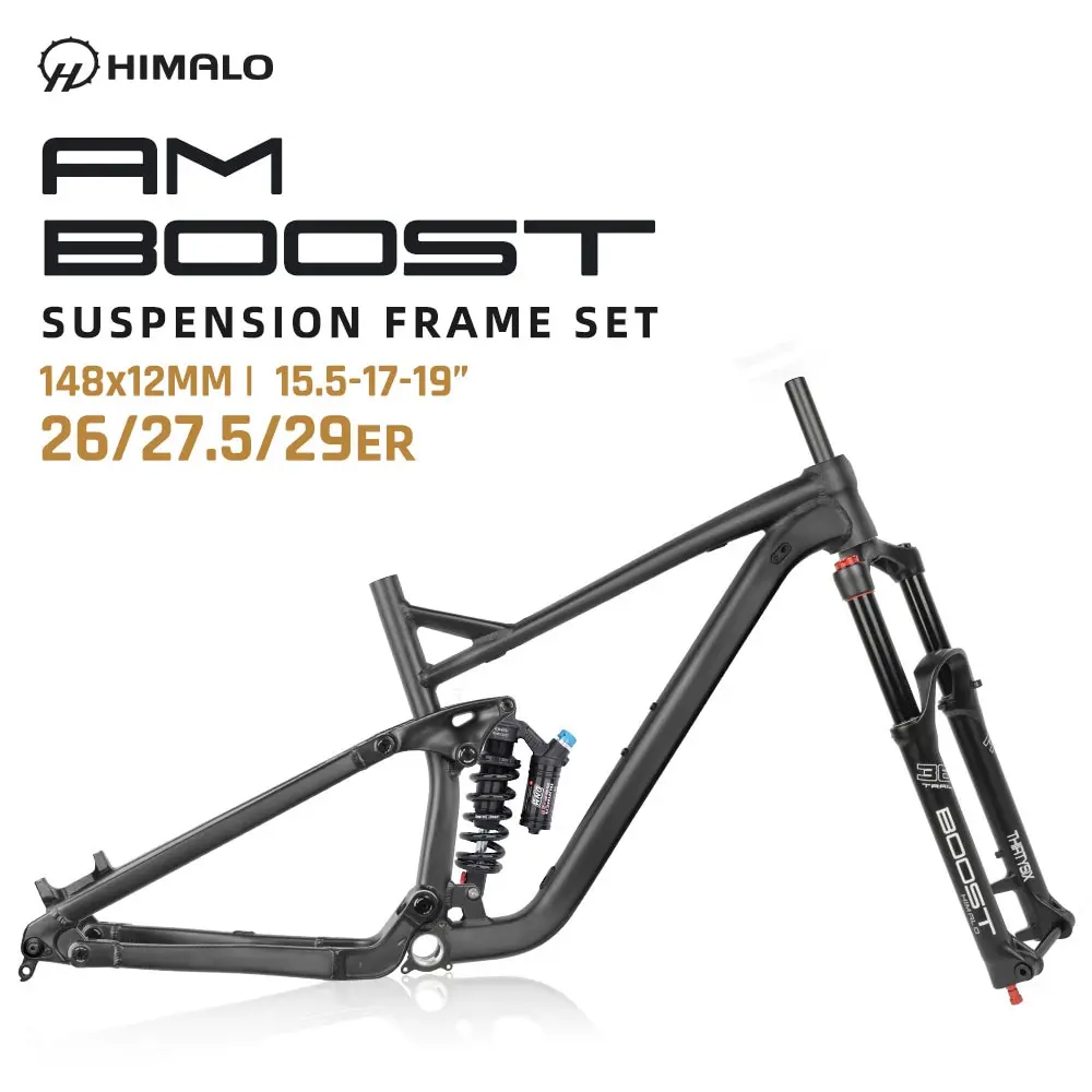 Bicycle Frame Full Suspension Boost Frame Trail Enduro 148*12MM 29ER 27.5ER with Rear Shock Boost Fork Kit Aluminum Fork