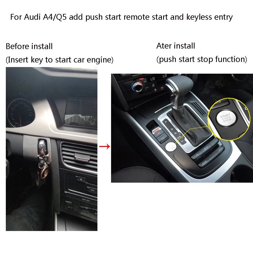 For Audi Q3 A3 TT A1 S3 RS3 Q2 Upgrade Engine Push Start System Remote Starter Keyless Entry Plug Play Car Accessories