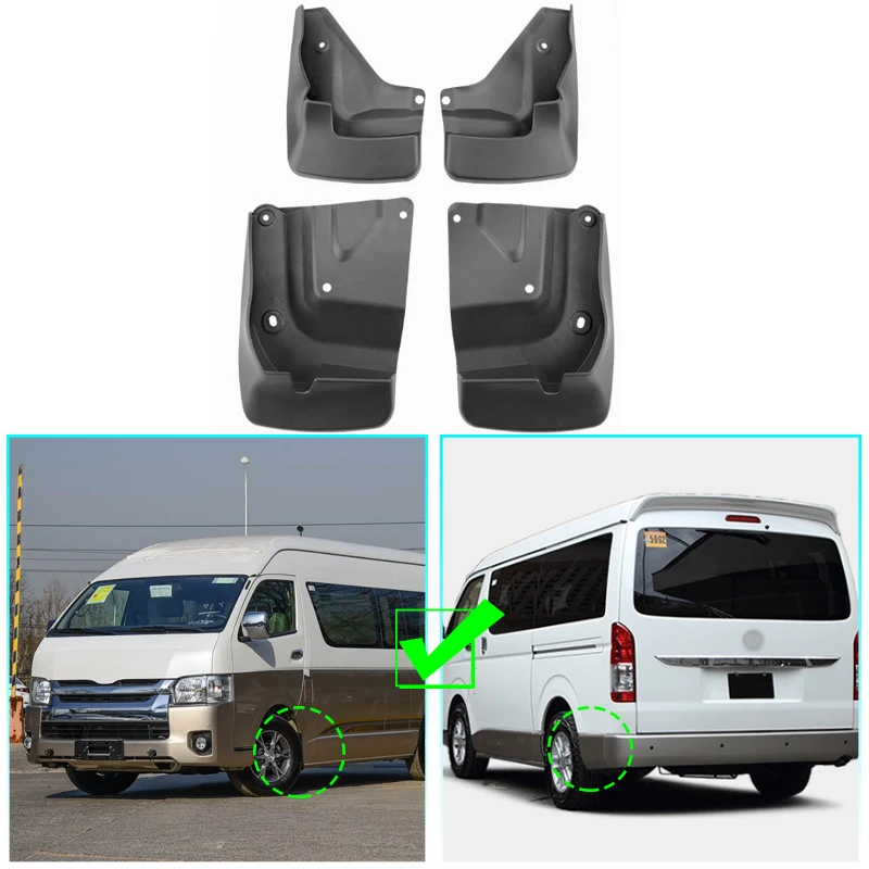 Hochwertiger Schmutzfänger für Toyota HiAce H200 Commuter RegiusAce Quantum Ventury 2012~2018, vorne und hinten, Spritzschutz