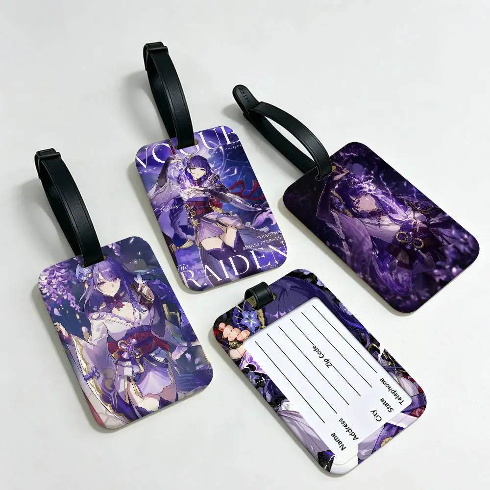 Raiden Shogun Genshin Impact PVC Baggage Identification Tag Anti lost Information Card Holder Travel Suitcase Name Tag