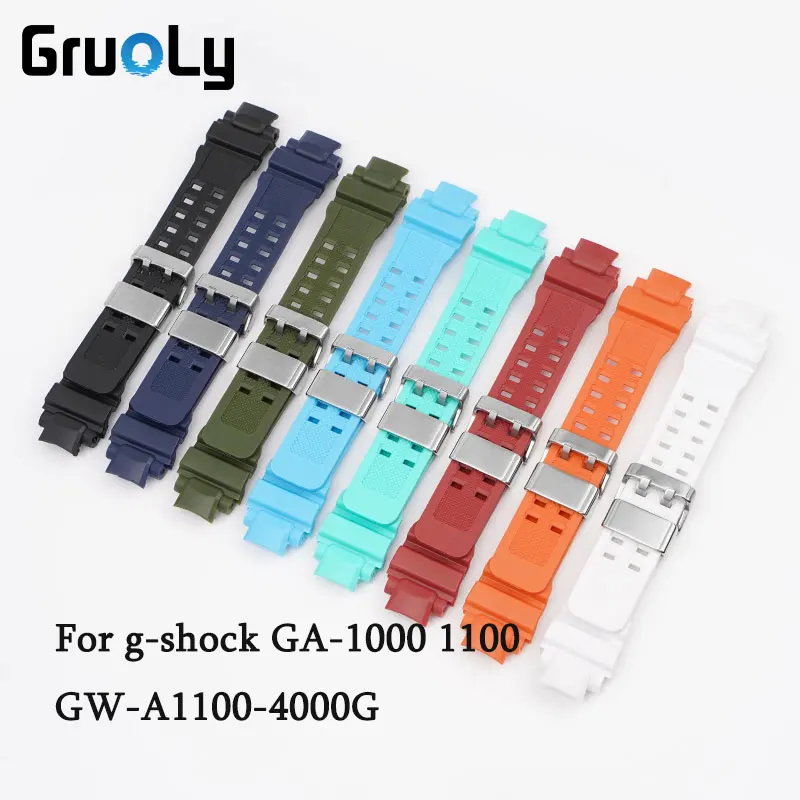 Resin Watch Strap For Casio G-shock GA-1000/GW-4000G-1400/GW-A100 Replace TPU Wrist Band Belt Stainless Steel Buckle Accessories