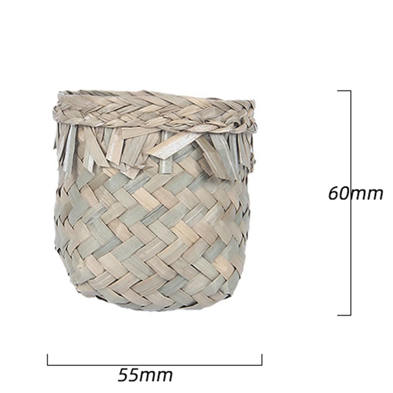 For WPL D12 1/10 RC Truck Car Upgrade Parts Storage Basket Straw Wicker Basket Rattan Pot Decoration Accessories