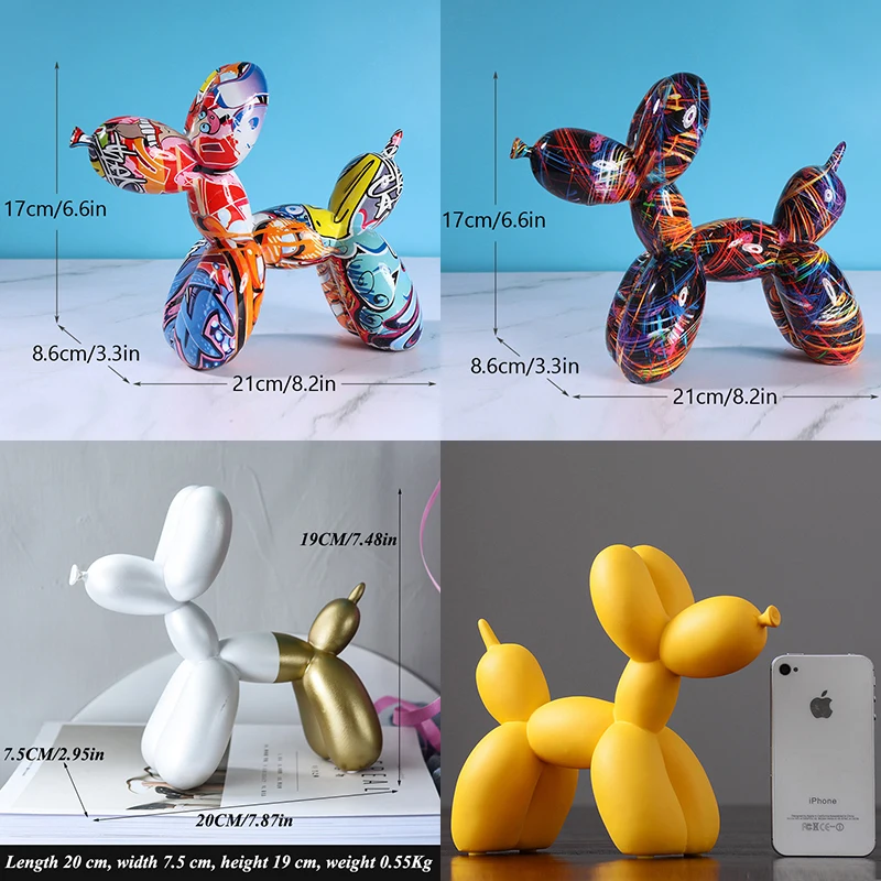 Animal Statues Balloon Dog Ornament Resin Art Sculptures Creativity Nordic Simplicity Home Decoration Modern Living Room Office