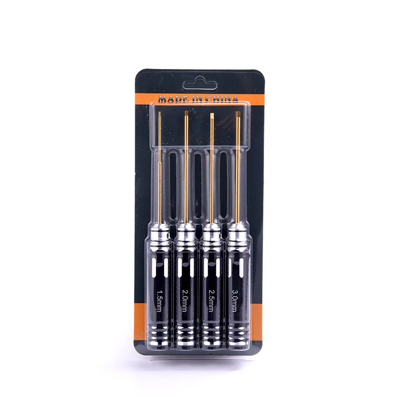 Hex Screwdriver 4-piece Set Hex Screw Driver 1.5mm-2.0mm-2.5mm-3.0mm Titanium Alloy For RC Helicopter Electric Dumper Model