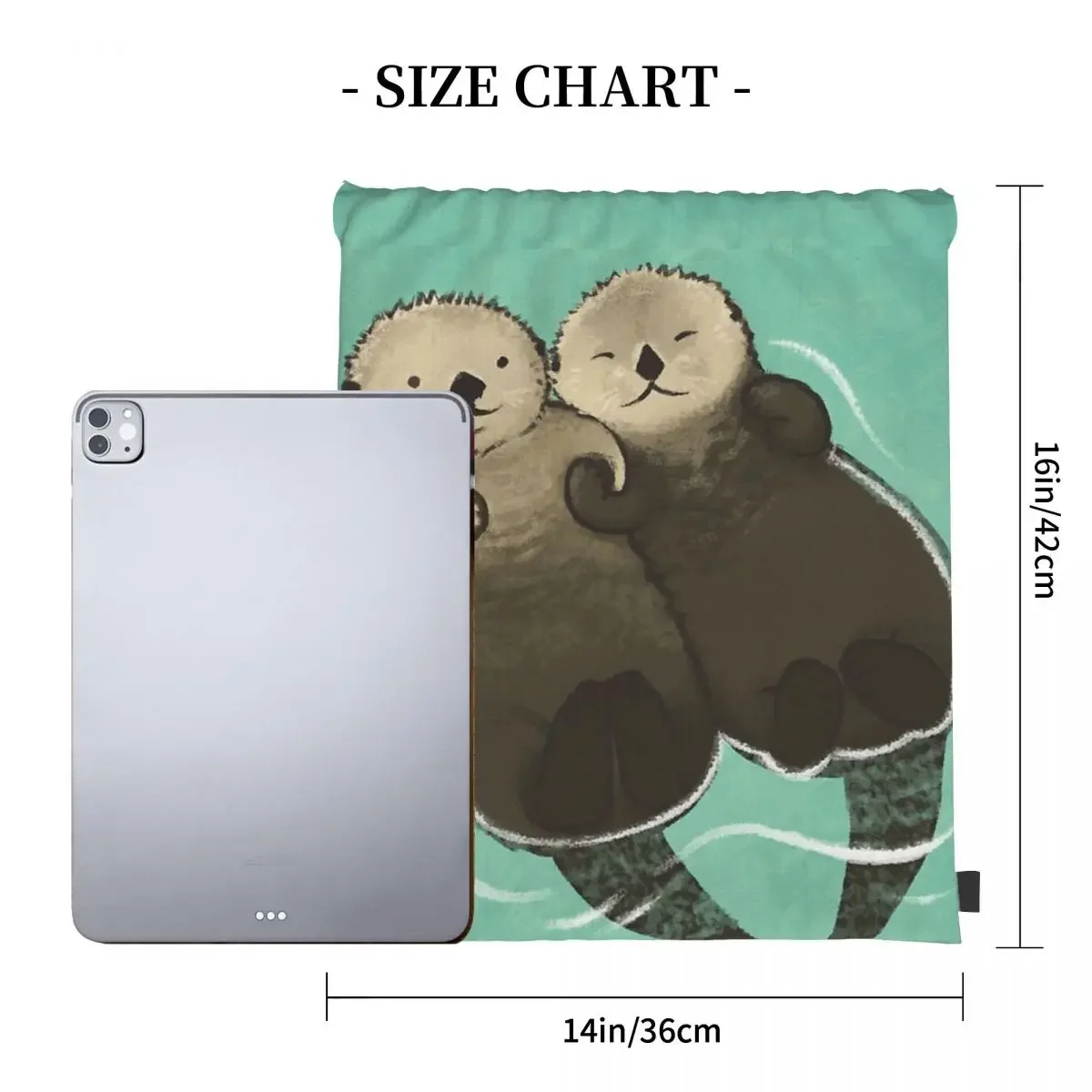 Significant Otters - Otters Holding Hands Backpacks Drawstring Bags Drawstring Bundle Pocket Sports Bag BookBag For Man Woman