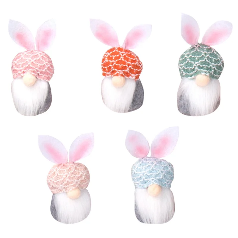 5PCS Easter Gnomes Set Bunny Handmade Spring Easter Gnomes/ Elf Gifts Easter Decorations Set Kit For The Home Party