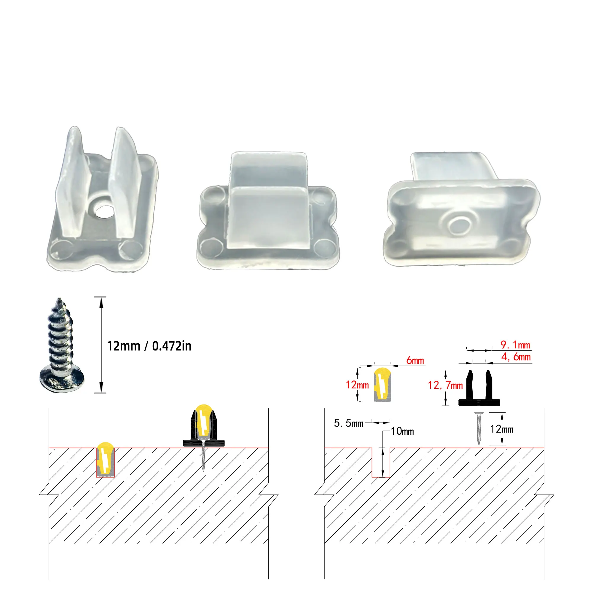 

Гибкий силиконовый держатель трубки для зажимов для светодиодных лент 2835 5050 5730 COB 220 В светодиодные ленты 10/12/15/20 мм монтажный кронштейн для ПК