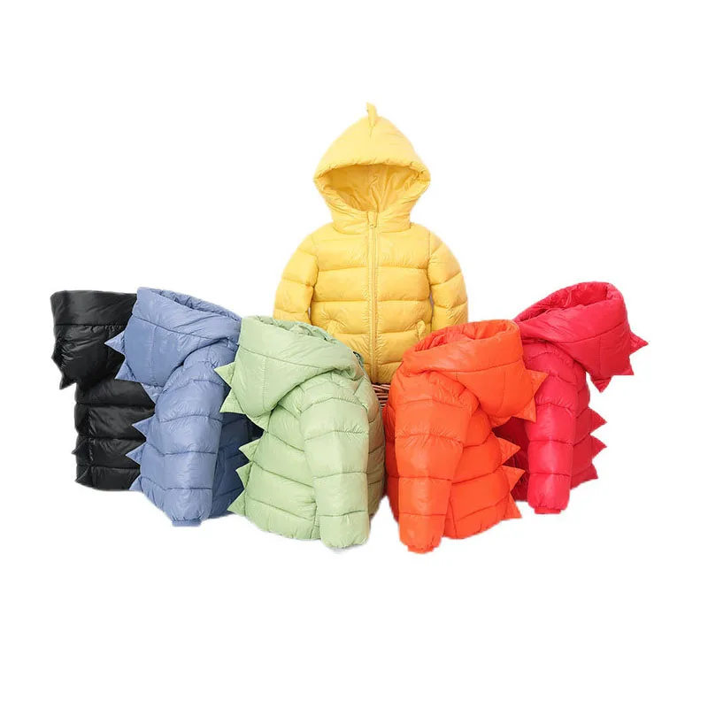 Baby Warm Outerwear Autumn Winter New Children\'s Down Cotton Jacket Boys Girls Fashion 3D Dinosaur Coat Toddler Hooded Clothing