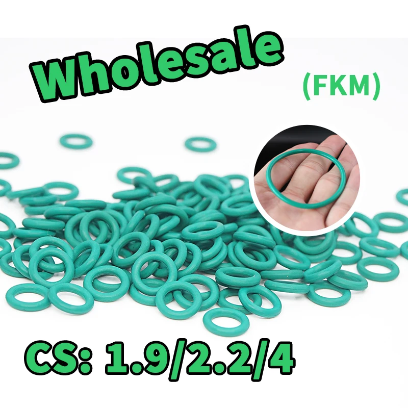 

O-ring thickness 1.9/2.2/4mm wholesale Sealing element link FKM Green fluororubber gasket seal ring rubber elastic Free Shipping