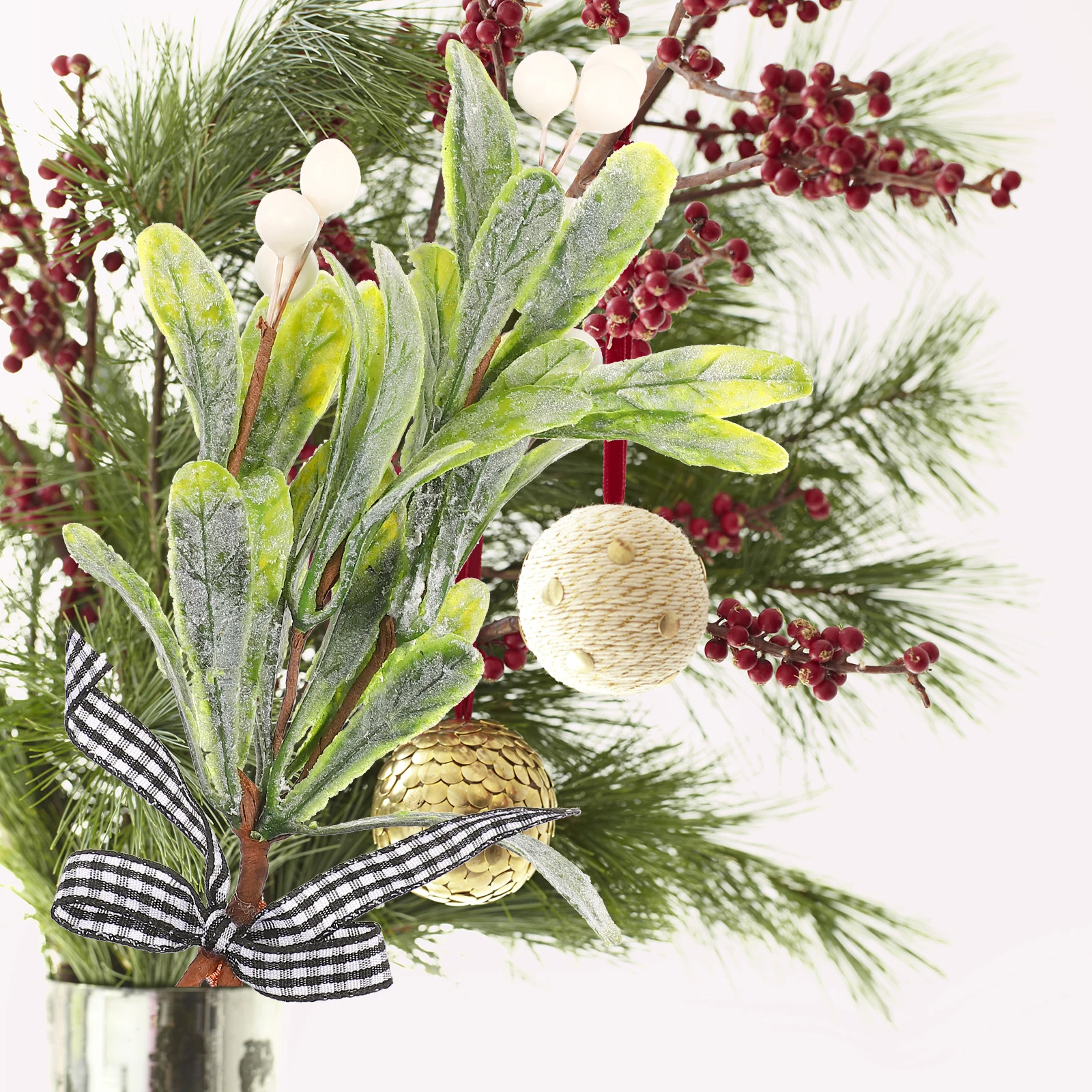 

Artificial Mistletoe Pick White Berries Fake Christmas Hanging Branches For Home Door Window Xmas Tree Decor Flower Picks