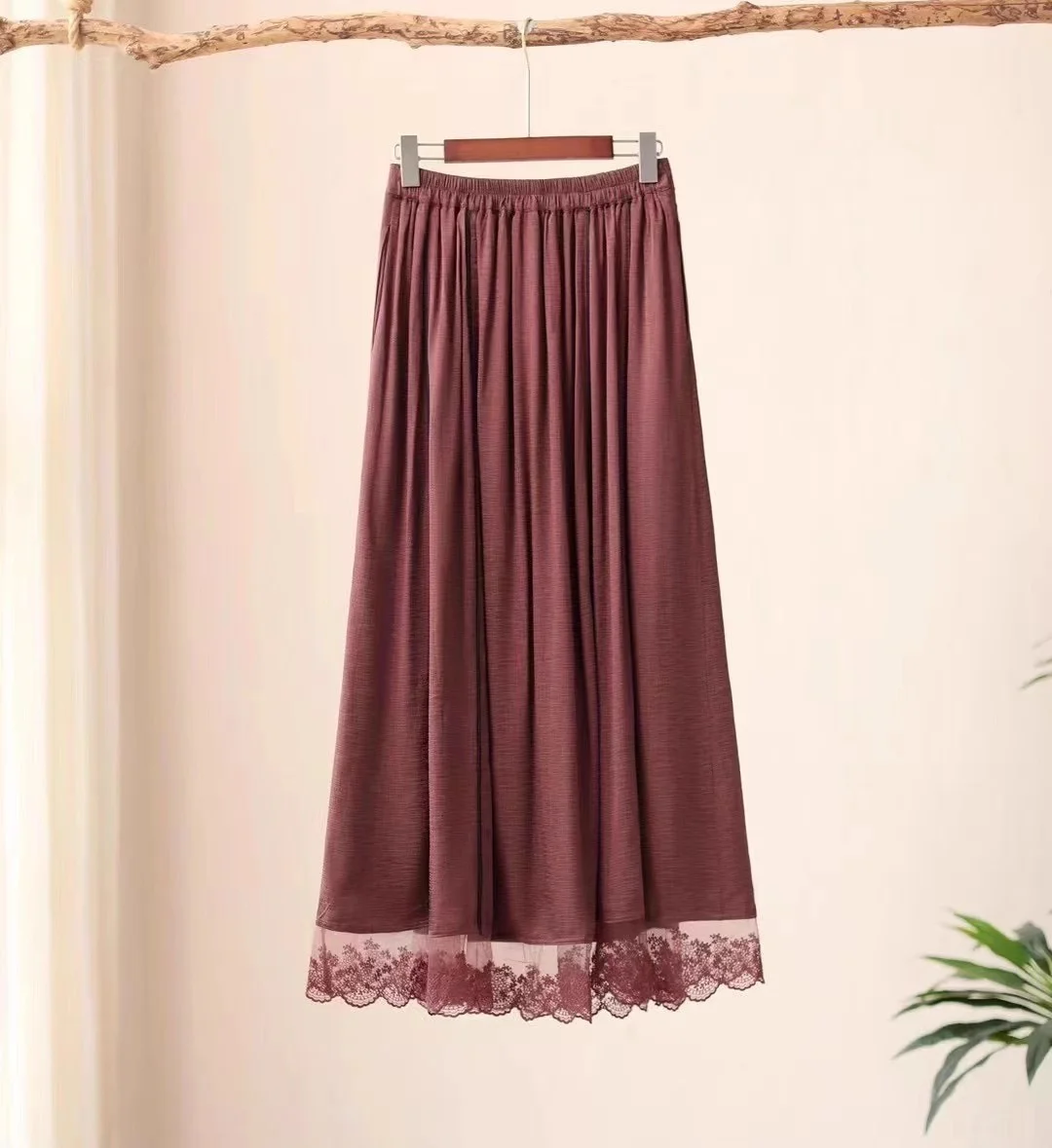 New Women's skirt Amber brown embroidered long skirt national style rayon tulle skirt Luxury A-LINE lace lolita skirt