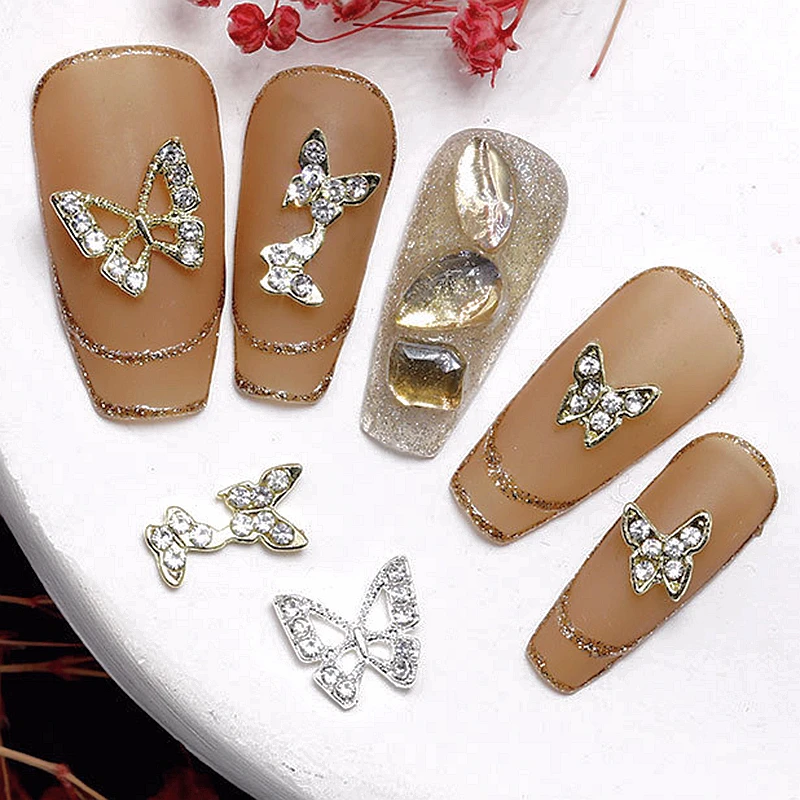 

10PCS 3D Luxury Alloy Nail Art Decoration Charms Supplies Gems Butterfly Parts For Manicure Decor Nails Accessories Material