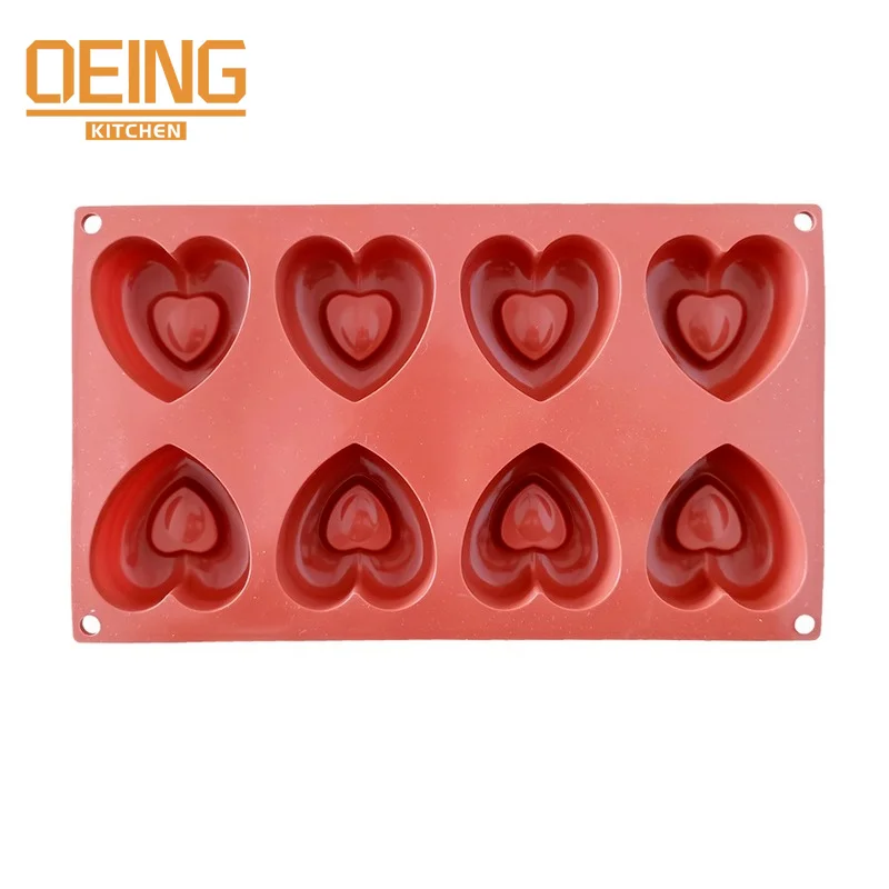 Mini 8 Cavity Heart Doughnut Silicone Cake Mold Cookies 3D Muffin Cake Moud Baking Tools Decorating Mousse Making Mould