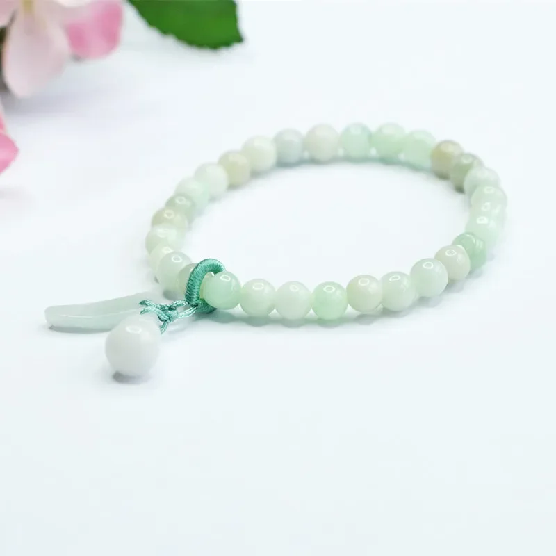 Pulseras de calabaza de Jade Birmano para mujer, brazaletes blancos, cuentas, amuleto de piedras preciosas naturales chinas, regalos reales, joyería Vintage de jadeíta