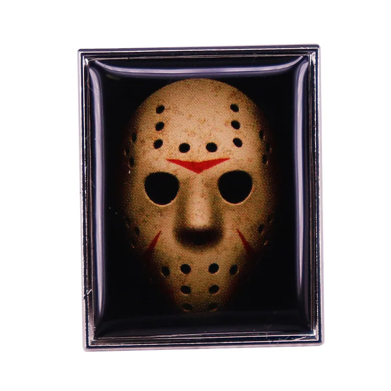 Jas0n V00rhees Mask Art Lapel Pin Brooch Badge Horror Movie Halloween Jewelry Accessories Gifts