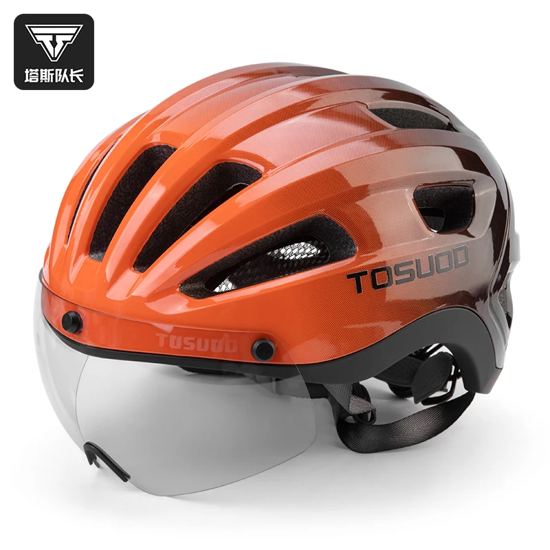 

TOSUOD Cycling Safety Helmet with Magnetic Flip Visor Night Day Color Change Nearsighted Compatible Durable Sports Cap