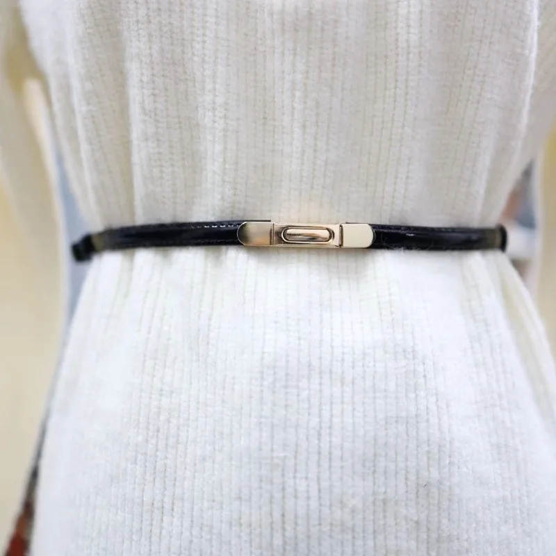 Cinturón, vestido de moda para mujer, cinturón que abraza la cintura, suéter versátil, camisa de traje y cinturón fino