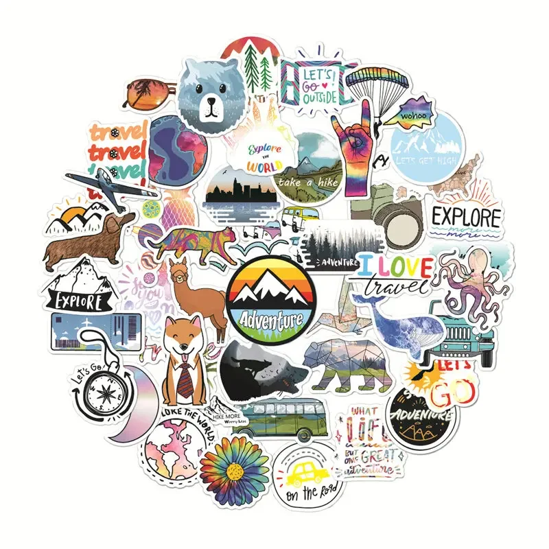 50PCS Adventure Nature Stickers for Mabook Wilderness Adventure Outdoor Landscape Waterproof Stickers for Laptop Computer Phone