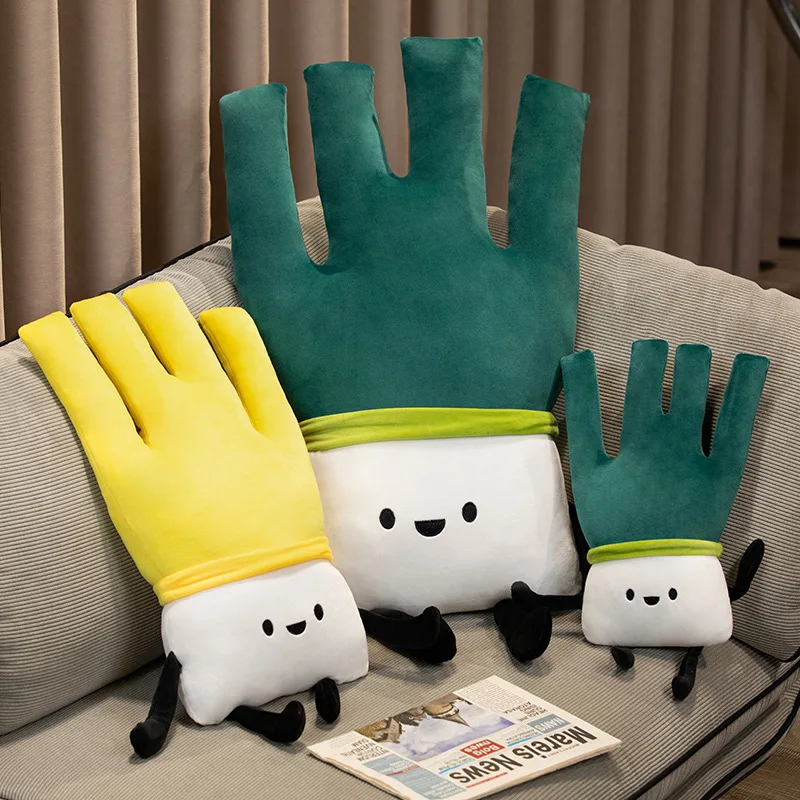 Simulation Cartoon Vegetable Green Leek Plush Toys Soft Stuffed Plant Leek Yellow Sofa Chair Cushion Throw Pillow Home Decor