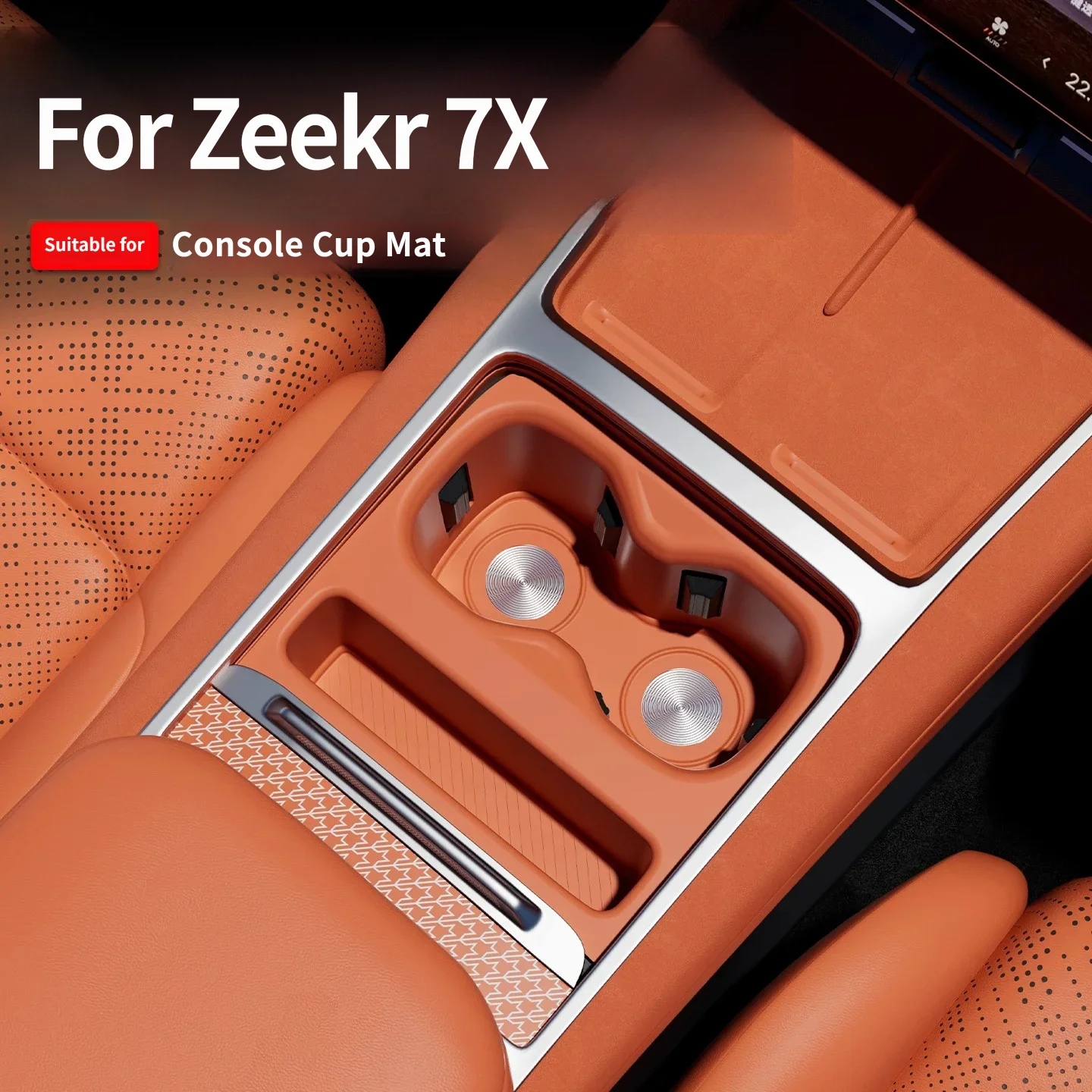 For ZEEKR 7X 2026 Silicone Water Cup Pad Central Control Water Cup Holder Anti-Slip Mat Car Interior Accessories