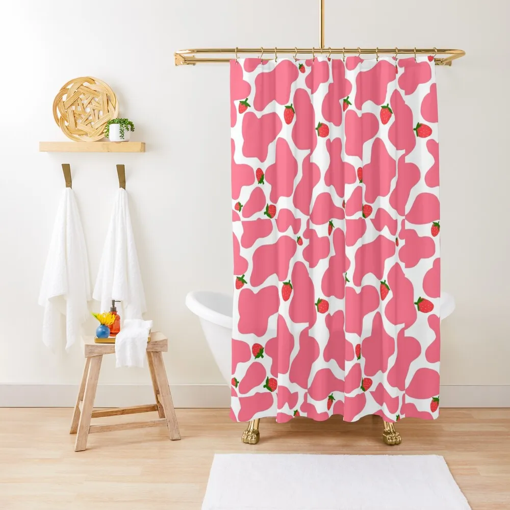 

strawberry cow print Shower Curtain Shower For Bathroom Set Luxury Bathroom Shower Waterproof Fabric Curtain