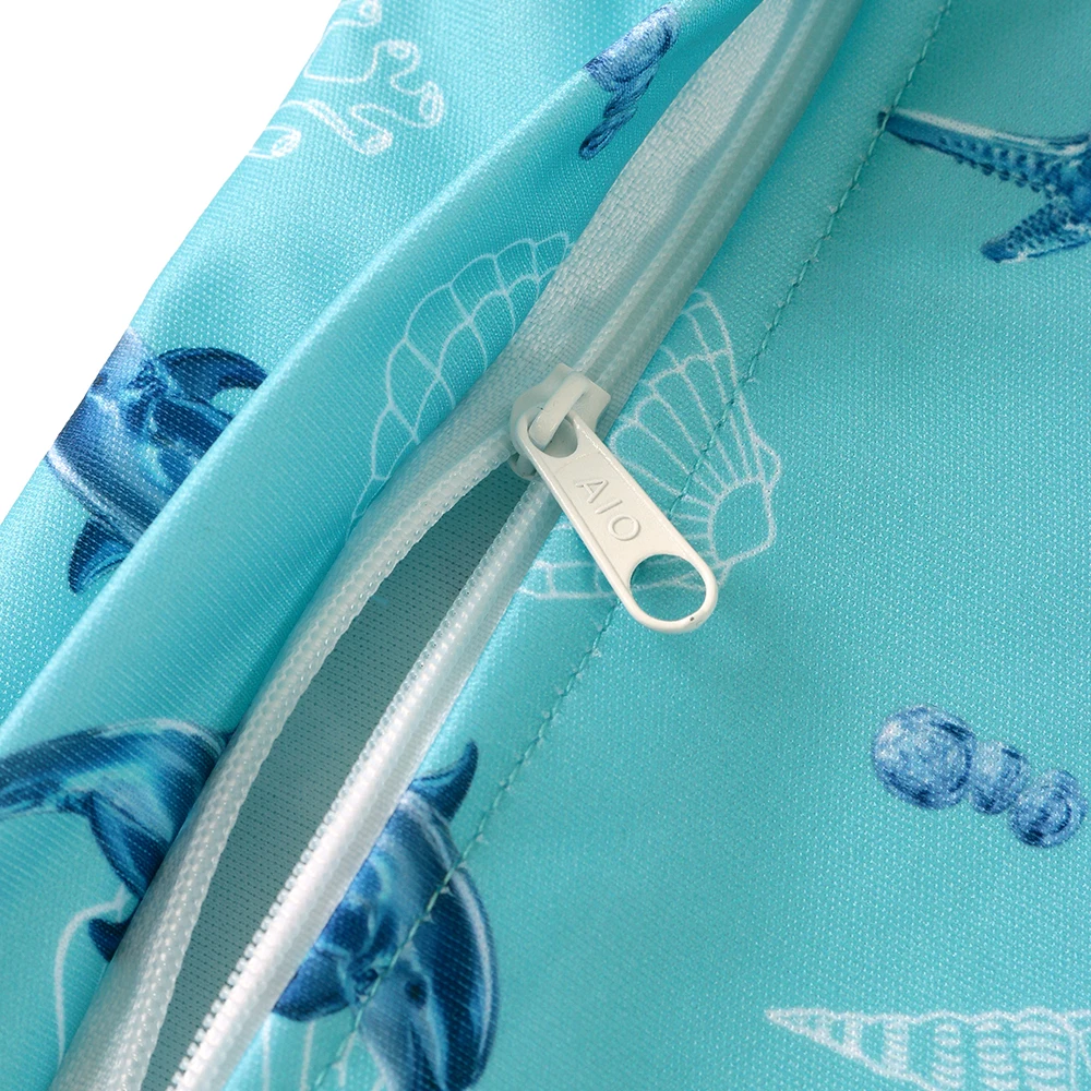 2pcs Reusable Cloth Diaper Bag Small Size Smooth Zipper Ocean Pattern Wet Bag Multi-Scenario Use Hanging Pocket for Travel - view 5