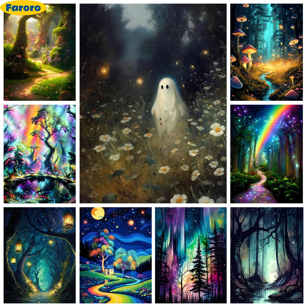 

Fantasy Forest Diamond Art Painting Color Woods Pictures DIY Diamond Embroidery Rhinestones Cross Stitch Home Wall Decor Gifts