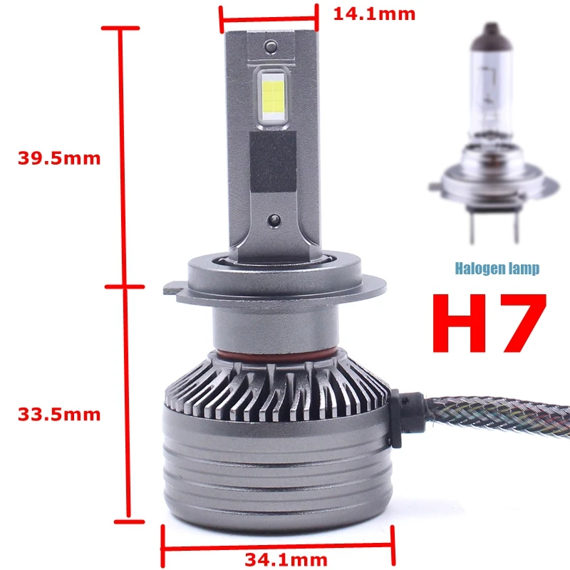 CSP LED 3570 칩 Canbus 헤드라이트 전구, 100W, H1, H3, H4, H7, 9005, 9006 헤드라이트, 안개등, 6000k, H1, LED 헤드램프 키트, 15000lm