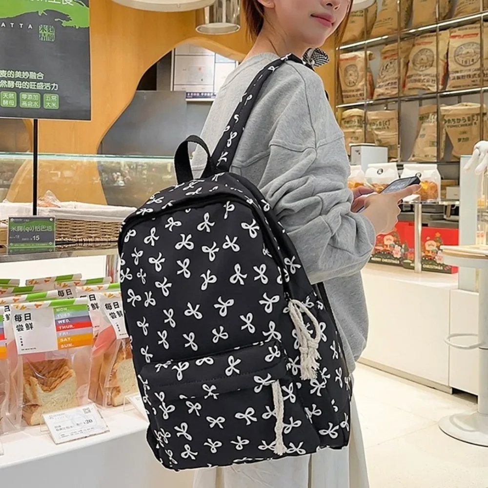 

Nylon Bow Backpack Large Capacity Japanese Style Students School Bag Storage Bag Lightweight Teenagers Shoulder Bag Travel