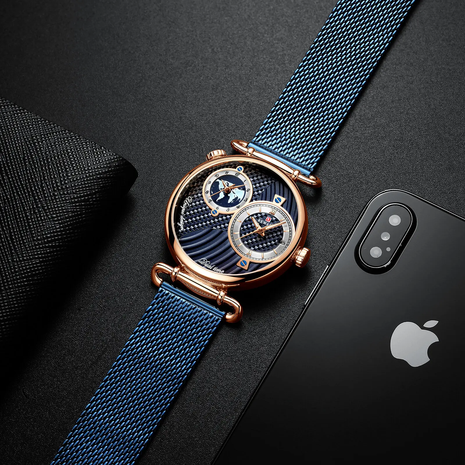 REWARD 62002 Business Fashion Men's Quartz Watches Dual Time Zone Calendar 30M Waterproof Slim Dial Mens Wristwatch reloj hombre