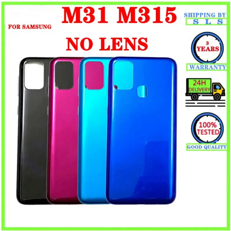 Full Housing For Samsung Galaxy M31 M315 LCD Front Middle Frame Bezel  Battery Back Door Rear Cover With Camera Lens Side Button