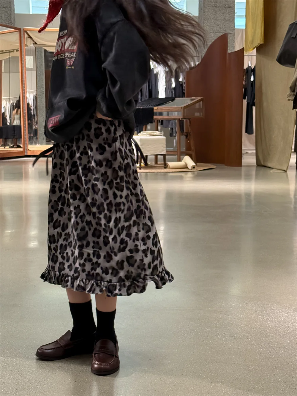 الفتيات الخريف الربيع تنورة 2025 جديد الكورية المألوف خمر عادية اليومية ليوبارد طباعة فستان كاجوال الاطفال كل مباراة برعم تنورة #5