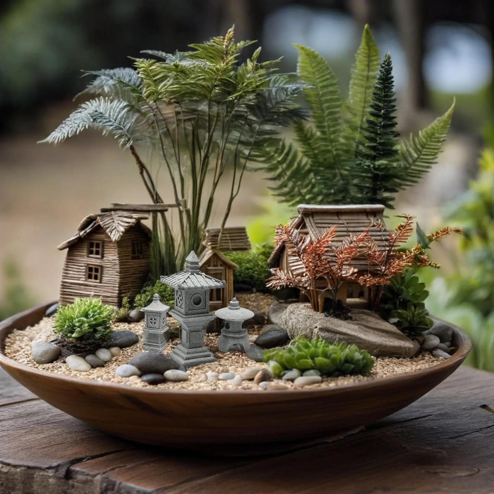 1Set Handcrafted Stone Pagoda Landscape Adornment Zen Garden Tower Decor Bonsai Arrangement Micro Garden Ornament Tabletop Home