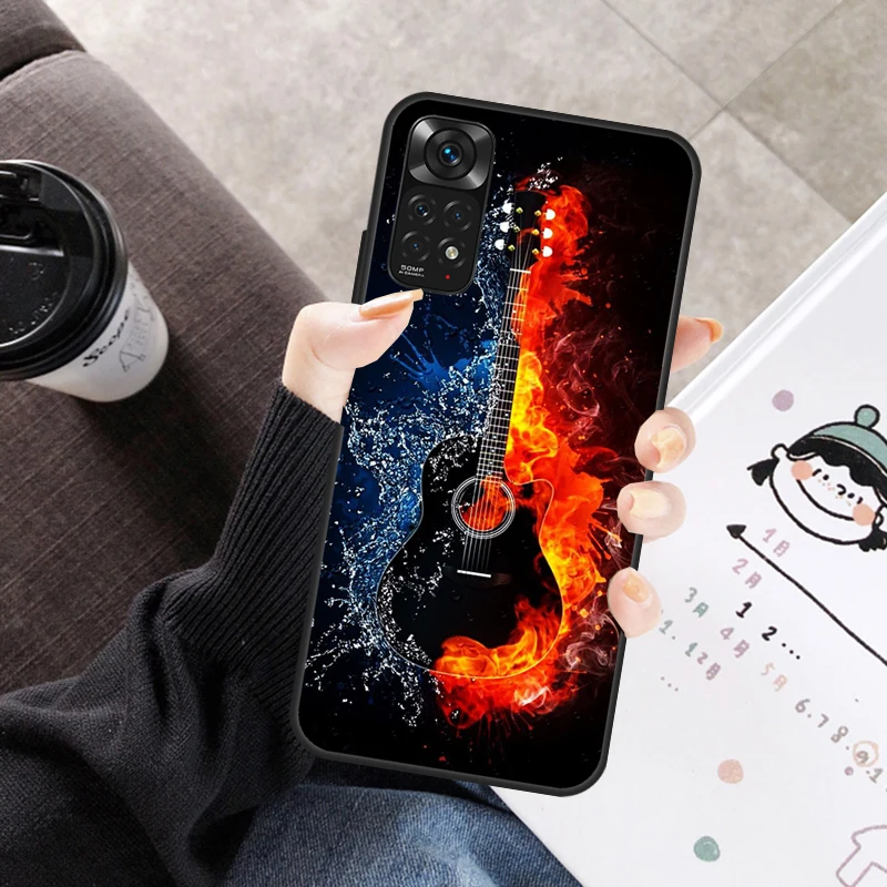 Custodia per chitarra per strumenti musicali Rock per Xiaomi Redmi Note 11 10 9 8 12 Pro 10S 11S 12S Cover per Redmi 9 10 10A 9C 10C 12C