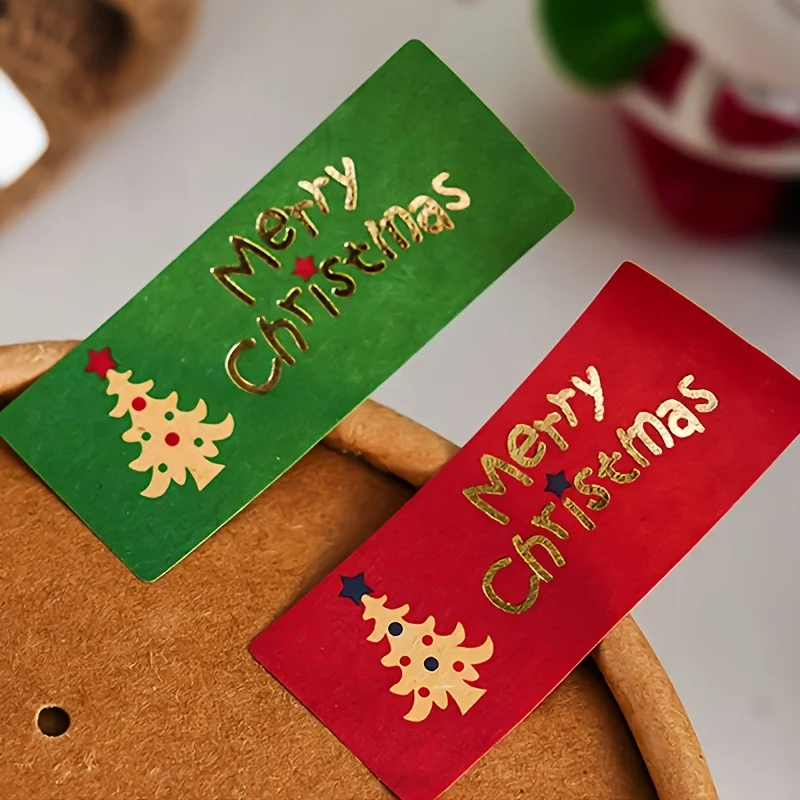 10/30sheets Christmas Kraft Paper Stickers Xmas Adhesive Label for Packaging Baking Merry-Christmas Design Holiday Gifts Decor