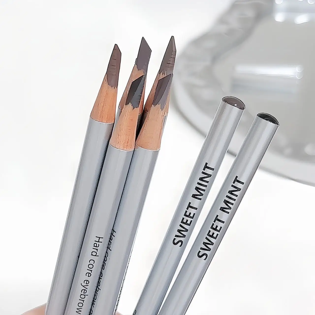 قلم حواجب صلب وشم ، صبغة فنية مقاومة للماء ، مكياج عالي اللون ، قلم حواجب عيون خشبي ، أداة تجميل محسّنة