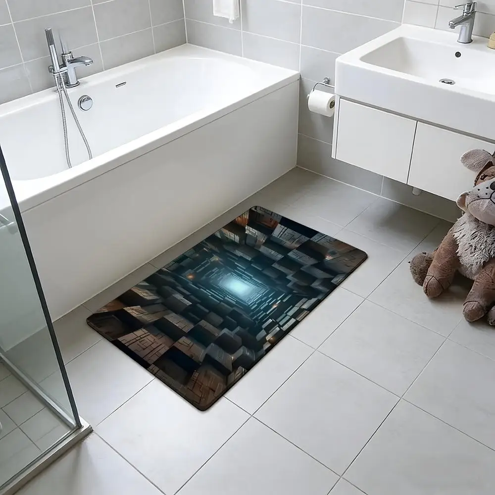 fashion  R-Rugs Optical Illusion Floor Mat Absorbent Floor Mat Non-Slip Entrance Rug for Bathrooms Restrooms and Toilets