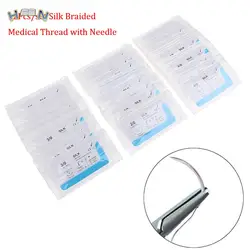 Hot sale 12PCS 75cm 2/0 3/0 4/0 Dental Surgical Needle Silk Medical Thread  Suture Surgical Practice Kit