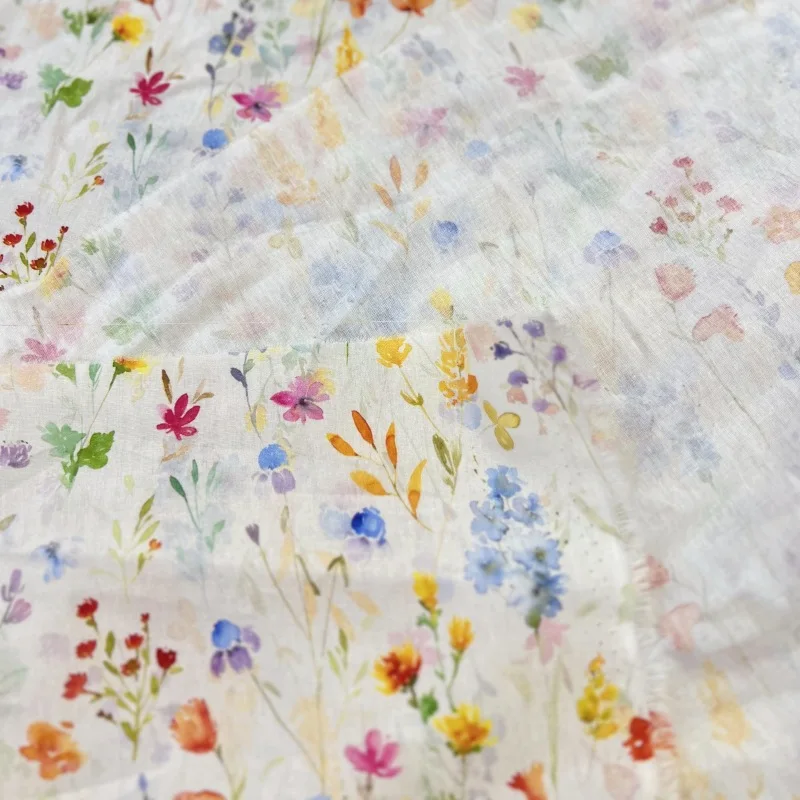 145x100 cm Puro Cotone Stampa Floreale Tessuto Acquerello Pittura Sle Vestiti Per La Casa Accessori Per Capelli Abbigliamento Per Bambini FAI DA TE Sei Casa
