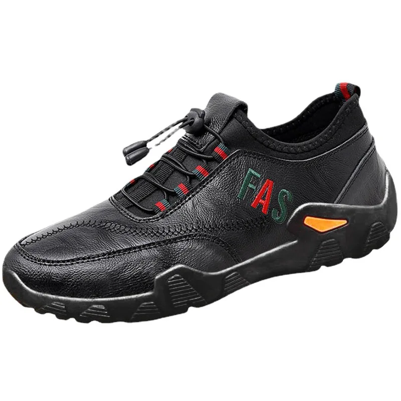 Men Loafers Flat Shoes PU Round Shape Keep Warm Waterproof and Non Slip Breathable Lace Casual Sports Sneakers