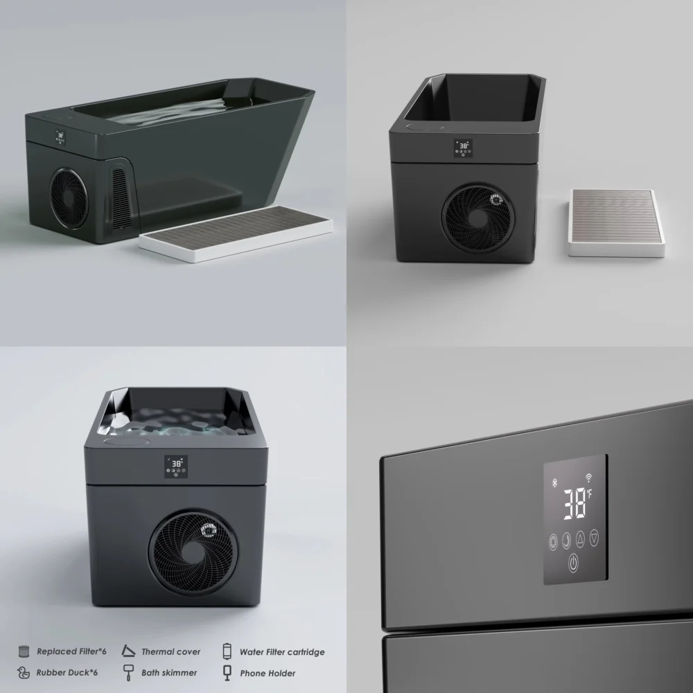 US Local WiFi App Controlled All-in-One Acrylic Cold Plunge Ice Bath Tub with Chiller Filter and Insulated Cover