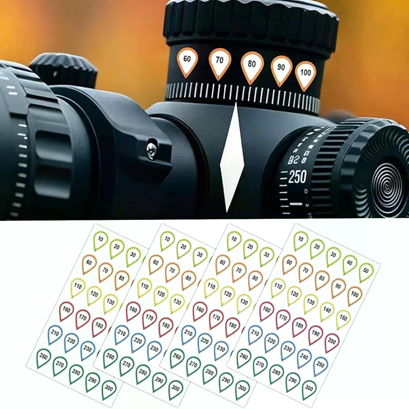 10 Sheets Rifle Scope Turret Stickers Rifle Scope Turret Tags For Close-Range & Mid-Range Precision Target Shooting Hunting