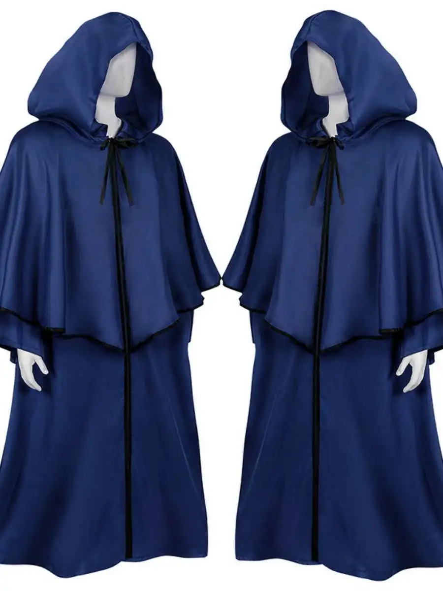 Roupão Medieval com Capuz para loween, Casaco Longo Sem Mangas, Fsia de Bruxa, Deus da Morte, Material Poliéster, Fant...