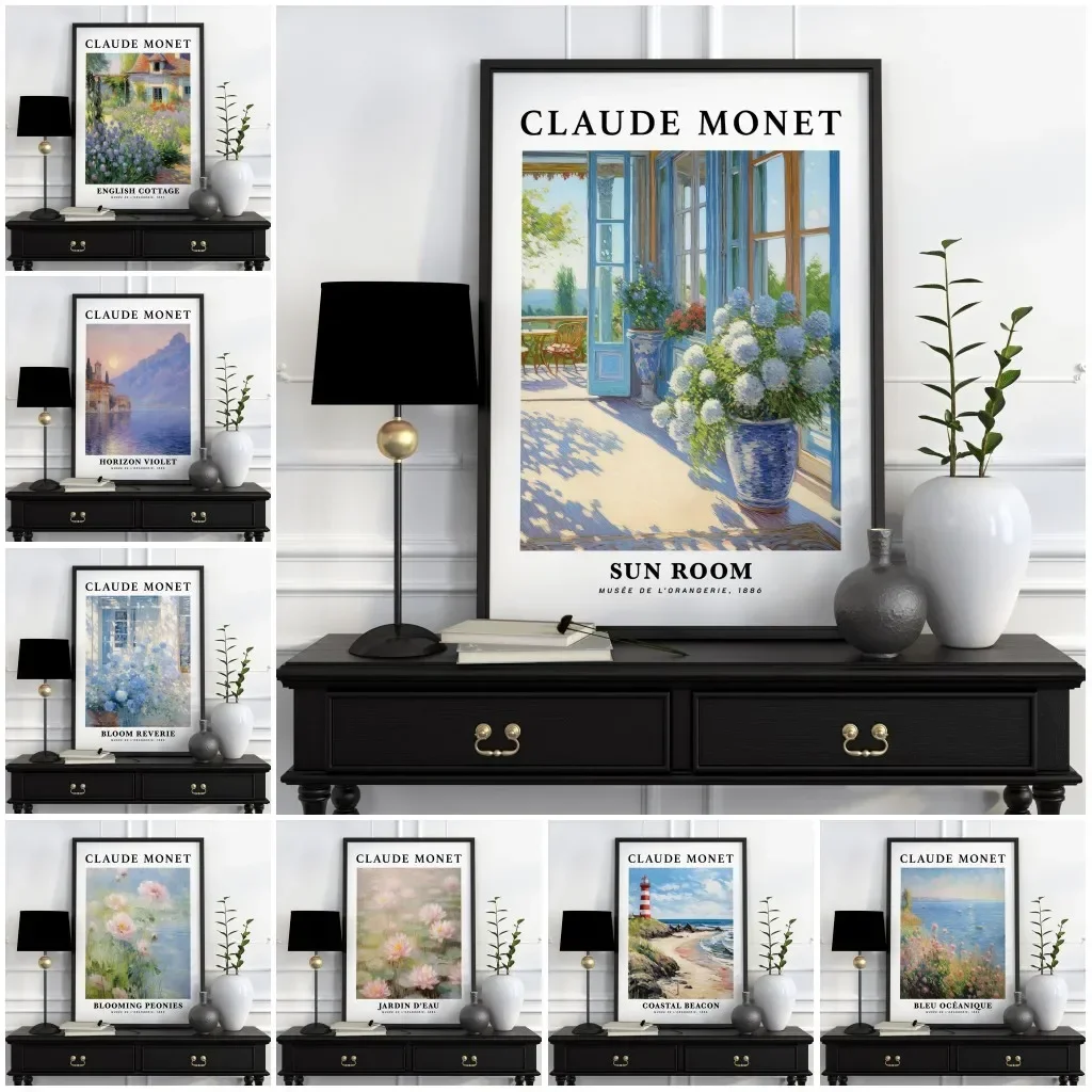 1pc frameless Canvas Painting 1pc frameless Canvas Painting  1pc frameless Famous Drawing Art Claude Monet Prints and Poster Vin