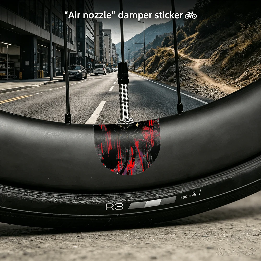 1Set Graffiti Paint Splatter Bike Valve Shock Stickers, Waterproof Removable Vinyl Wheel Decals for Mountain & Road Bike