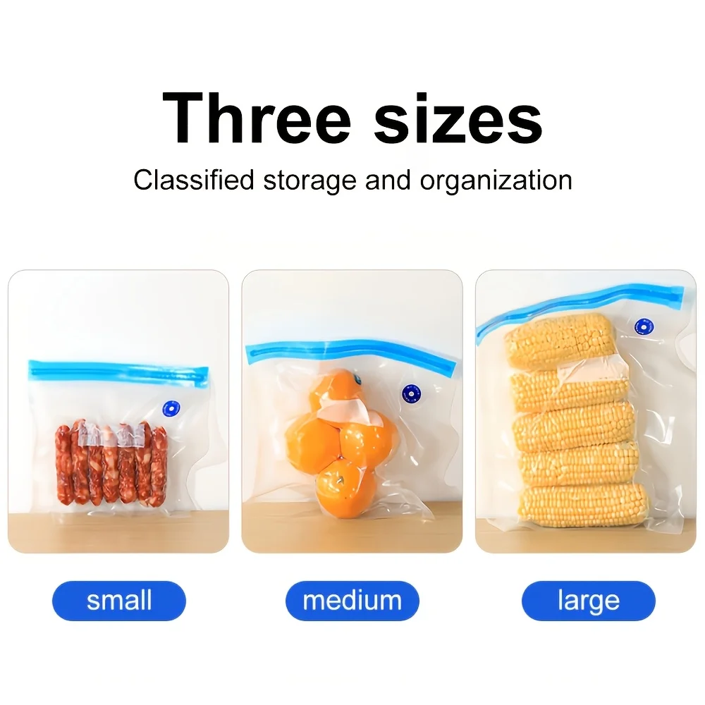 10PCS 3Sizes Reusable Zipper Seal Bags Durable Food Sorting Storage Bags, Refrigerator Fresh-Keeping Bags Suitable For Fruits