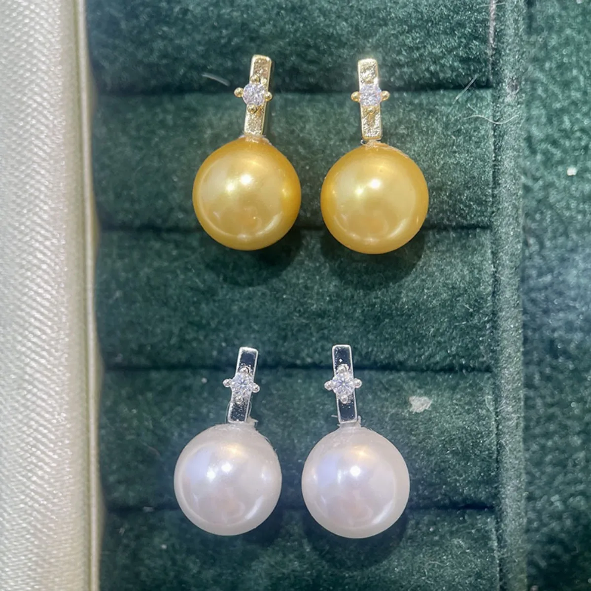 Brass Gold Plated CZ Blank Setting S925 Silver Needle Women DIY Pearl Stud Earring Accessories Simple Fashion Versatile